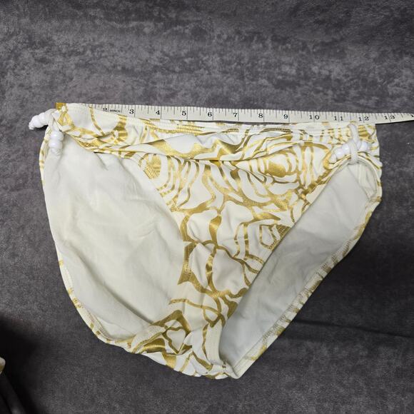 Spiegel White w. Gold Floral Design 2 Piece Strapless Bikini Swim Suit Set - Picture 10 of 10